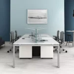 Wholesale white office desk table 6 person workstation modern China base