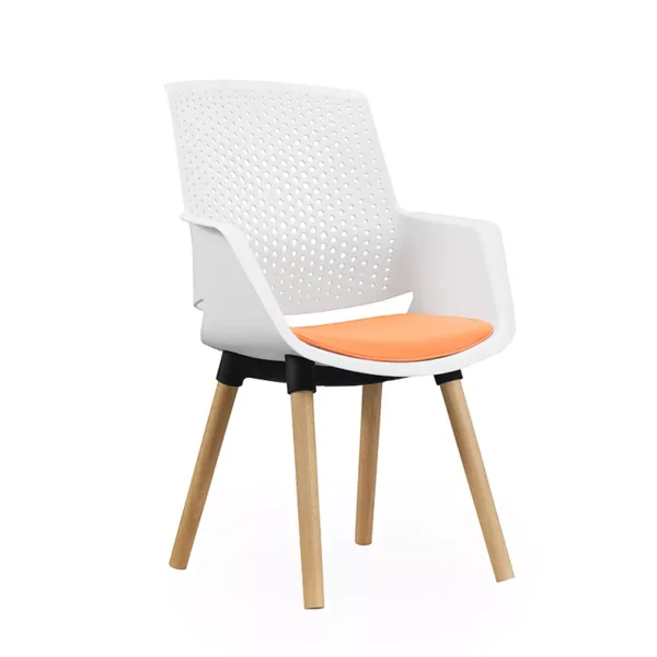 Nordic Modern Plastic Dining Chair Wooden Leg Vistor Chair
