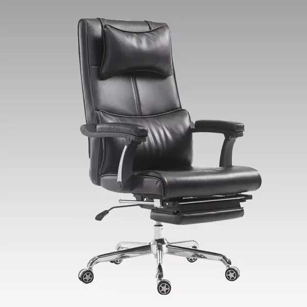 Luxury leather office chair with footrest & adjustable study desk