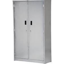 DOUBLE DOOR METAL SYSTEM STORAGE CABINET WITH 4 SHELVES-Grey