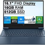 2021 HP Victus 16.1" FHD Gaming Laptop Computer, Intel Core i5-11400H (Beats i7-9750H), 16GB RAM, 512GB PCIe SSD, Backlit Keyboard, GeForce RTX3050 Graphics, HD Webcam, Windows 11, Blue, 32GB USB Card