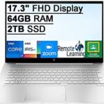 2022 HP Envy 17.3" FHD Touchscreen Laptop, Intel Core i7-1165G7, 64GB RAM, 2TB SSD, Backlit Keyboard, Intel Iris Xe Graphics, Fingerprint Reader, Webcam, Windows 11 Pro, Silver, 32GB USB Card