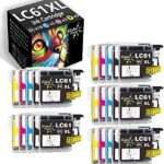 25-Pack ColorPrint Compatible LC61XL Ink Cartridge Replacement for Brother LC-61 XL LC61XL LC65 LC65XL Used for MFC-795CW MFC-990CW MFC-J220 MFC-J265W MFC-J270W MFC-J410W MFC-J415W J630W J615W Printer