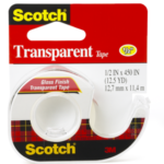 3M 144 Scotch Transparent Tape, 1/2 in x 450