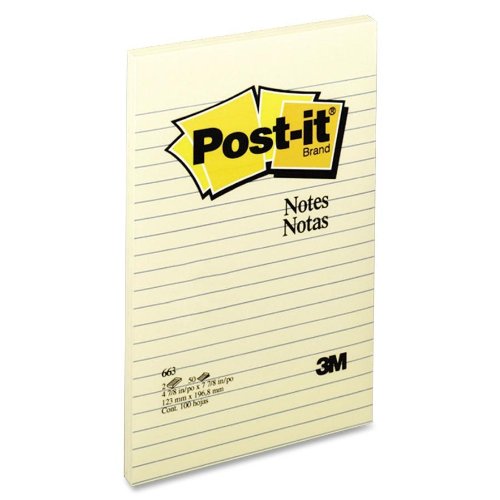 3M Post-it Notes, Lined, 50 Sh/Pad, 5"x8", 2/PK, Yellow