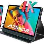 4K Portable Monitor 13.3 inch - AZMIOR UHD 3840x2160 100% sRGB 400 Nits IPS HDR Freesync Gaming Travel Monitor with Dual USB C Mini HDMI Micro USB OTG for Laptop PC Mac Phone PS4 Xbox Switch Rpi