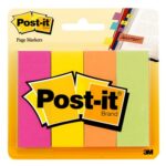 3M 671-4AF Page Marker Fluo Colors, 1"x 3" - 4 Pads/Pack 50 sh