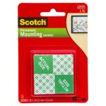 3M Scotch 111 Heavy Duty 1-Inch Mounting Squares, 16-Squares