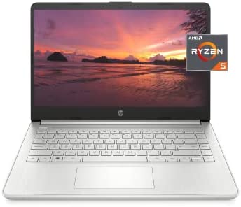 HP 14 Laptop, AMD Ryzen 5 5500U, 8 GB RAM, 256 GB SSD Storage, 14-inch Full HD Display, Windows 11 Home, Thin & Portable, Micro-Edge & Anti-Glare Screen, Long Battery Life (14-fq1025nr, 2021)