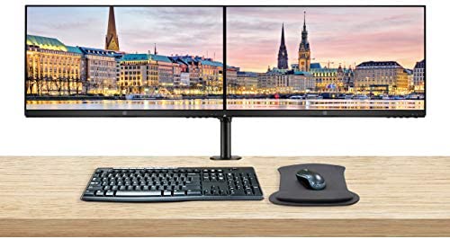HP P24v G4 24 Inch FHD IPS LED-Backlit LCD 2-Pack Monitor Bundle with HDMI, Blue Light Filter, Dual Monitor Stand, MK270 Wireless Keyboard and Mouse Combo, Gel Pad