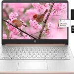 Newest HP 14" Touchscreen Laptop, Intel Dual-Core N4020,16GB RAM, 192GB Storage(64GB eMMC+128GB Micro SD),Webcam,1Yr Office w/ Accs. (Rose Gold)