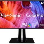 ViewSonic VP3268a-4K 32 Inch Premium IPS 4K Monitor with Advanced Ergonomics, ColorPro 100% sRGB Rec 709, 14-bit 3D LUT, Eye Care, HDR10 Support, HDMI, USB C, DisplayPort for Professional Home Office