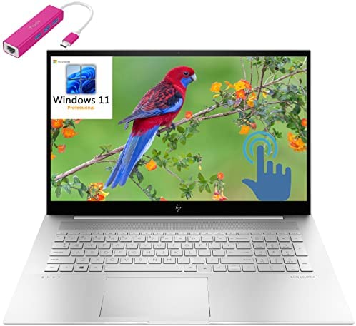 [Windows 11 Pro] HP Envy 17 17.3" FHD Touchscreen Business Laptop, Intel Quad-Core i7-1165G7, 64GB DDR4 RAM, 2TB PCIe SSD, WiFi 6, BT 5.0, Thunderbolt 4, Backlit KB, Fingerprint Reader, Type-C HUB