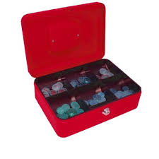 Cash Box With Key Lock , 10" Red--FSCPTS0025RE