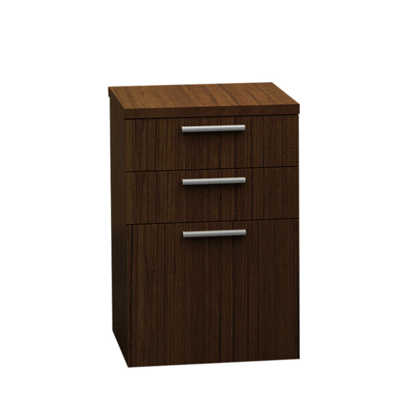 Mobile Pedestal, Wood Body, Metal Drawers - Wenge