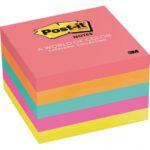 3M 5PK POST-IT NEON COLORS 3 X 3,5PADS PACK100 SH EACH500 SHEETS 654